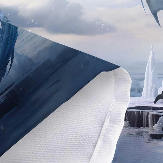 YDIDIAN Blue Dragon Wall Art, Medieval Fantasy Animal Tapestry, Winter Snow Regions Art Aesthetics for Home, College Dorm, Living Room - Panels 70 x 60IN