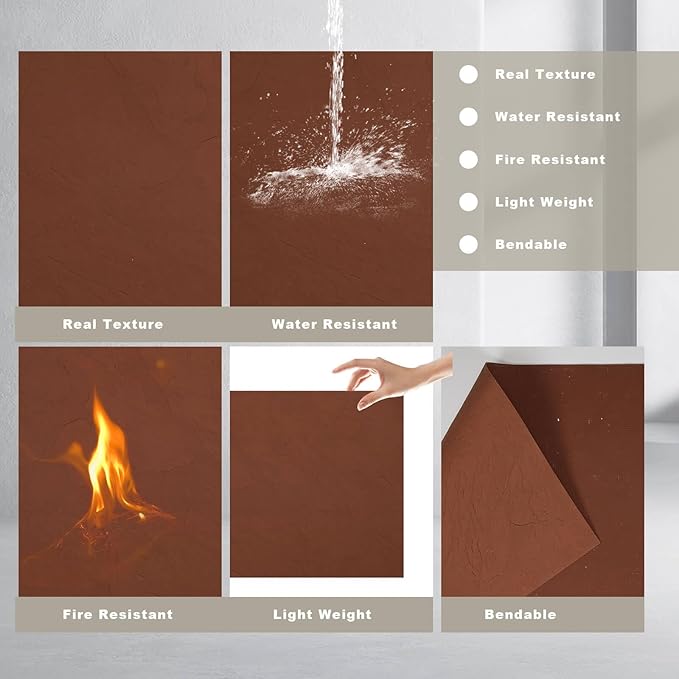 3D Wall Panels - 1PCS 7.9"x11.8" Faux Stone Wall Covering - MCM Modified Clay Material for Home Art, Accent Brick, Modern Exterior/Interior Decoration, Sample-Slate Coffee Color