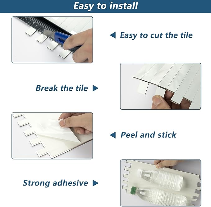 Yipscazo 40 Sheets Peel and Stick Stone Metal Backsplash Tiles, PVC Wall Tiles Stick on Backsplash for Kitchen, Bathroom (6'' X 12'', White with Grey)