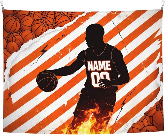 Zufygsni Personalized Sports Theme Wall Tapestry Custom Name With Number Decor For Bedroom Room And Dorm