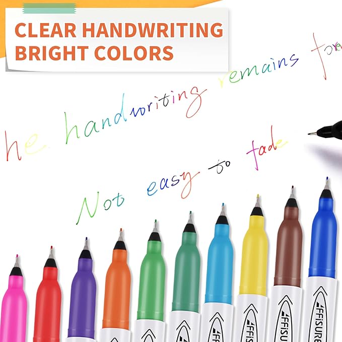 Affisure Permanent Markers, Ultra Fine Point Markers Set,16 Assorted Colors Work on Wood, Plastic, Paper, Metal, Stone, Glass for the Artist、Kids、Adult, 16 Count