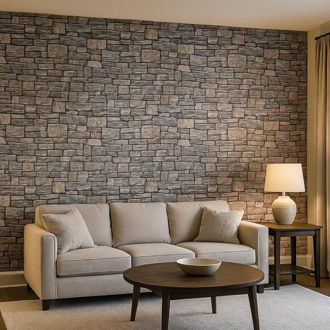 3D Faux Brick Wall Panels (2-Pack) - Easy DIY Install with Adhesive - Lightweight Styrofoam Stone Cladding for Interior & Exterior Slate - 40"x20"