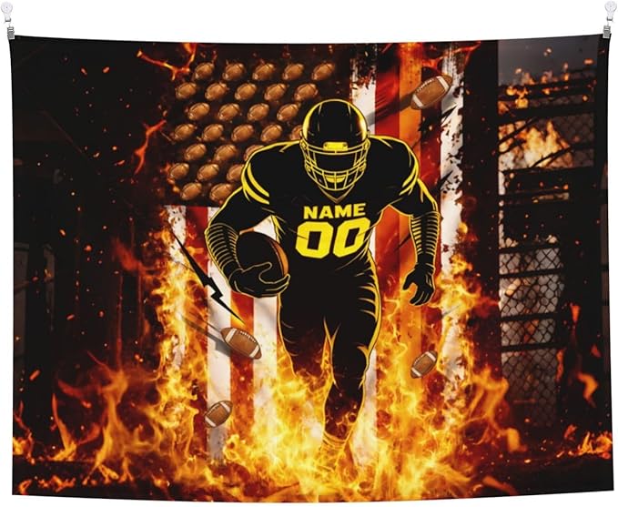 Zufygsni Personalized Sports Theme Wall Tapestry Custom Name With Number Decor For Bedroom Room And Dorm