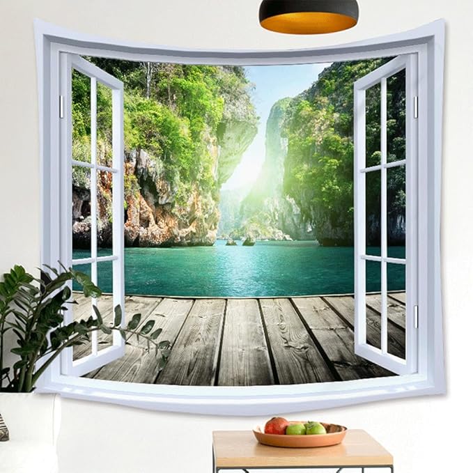 XIUYINHS Nature Forest Tapestry,Scenery Wall Mountain Tree Tapestry,for Home Office Dorm Indoor and Outdoor Decoration Large Size 59"(W) x59(L) GTCH(68)