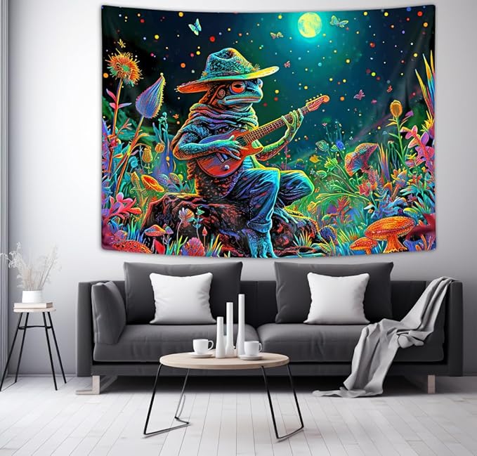 YDIDIAN Trippy Psychedelic Frog Tapestry, Medieval Fantasy Animals Tapestry, Wall Decor Tapestry Wall Hanging for Home College Dorm Living Room, Panels 70 x 60IN