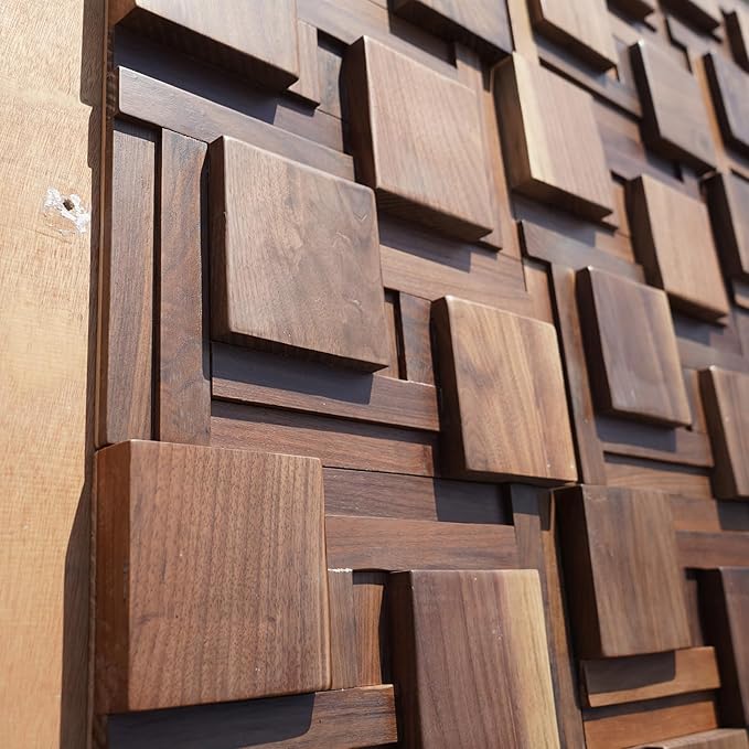 3D Black Walnut Solid Wood Wall Panel Decoration. Interior Wood Grain Decoration. Natural Wood Color. Textures for Interior Design.(1 Pack=11 Pics) Covers 10.66 Sq Ft.