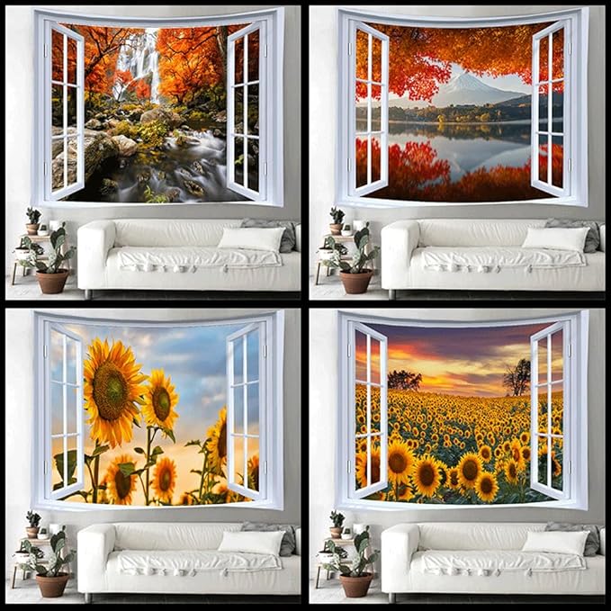 XIUYINHS Nature Forest Tapestry,Scenery Wall Tapestries,Mountain Tree Tapestry,for Home Office Dorm Indoor and Outdoor Decoration Large Size 59"(W) x59(L) GTCH(72)