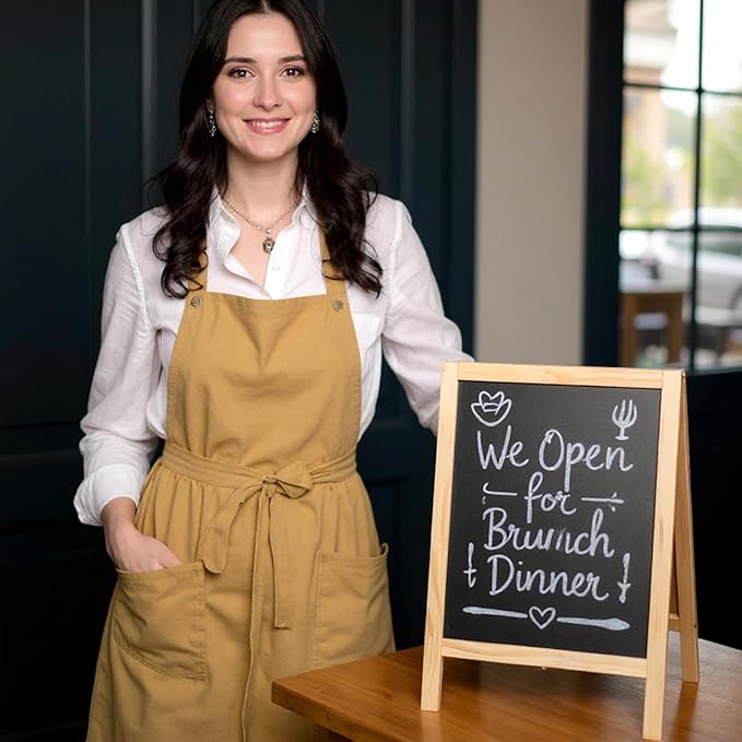 2 Pcs 15.7 x 9.8 Inch Small Chalkboard Signs Chalkboard Easel Tabletop Menu Wooden A Frame Sandwich Board Double Sided with 2 Erasers for Bar Wedding Parties Display Home Decor Sidewalk (Wooden)