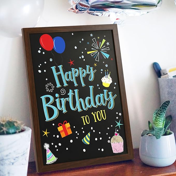 4 THOUGHT Chalk Board 18" x 24", Magnetic Chalkboard for Wall Rustic Blackboard Hanging Chalkboards Sign Board Menu Board for School Kitchen Decor Office Home 4 Markers 8 Magnets, Brown