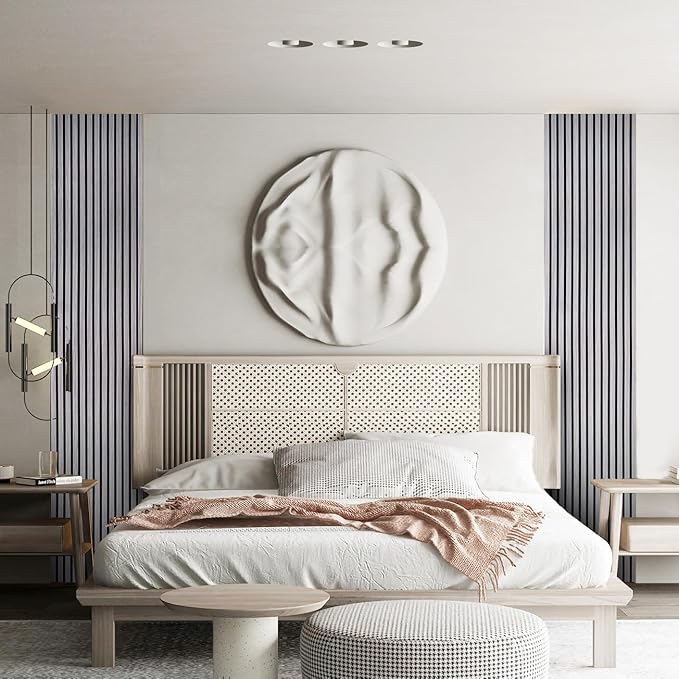 YLL YLL Wood Wall Panels Acoustic Wall Panels for Interior Wall Decoration Two 94.68" x 12.79" Wood Slat Paneling 3D soundproof Wall Panels Grey Oak