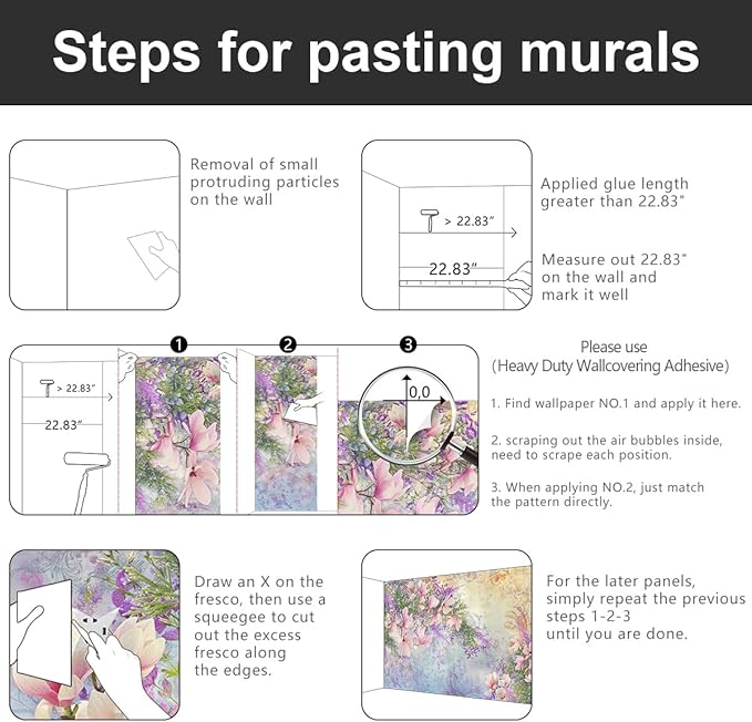 YIHWM -Magnolia Flower Botanical Floral Fabric Wallpaper Living Room Bedroom Bathroom Flowers Wall Mural- 91"x65"( not Peel and Stick)