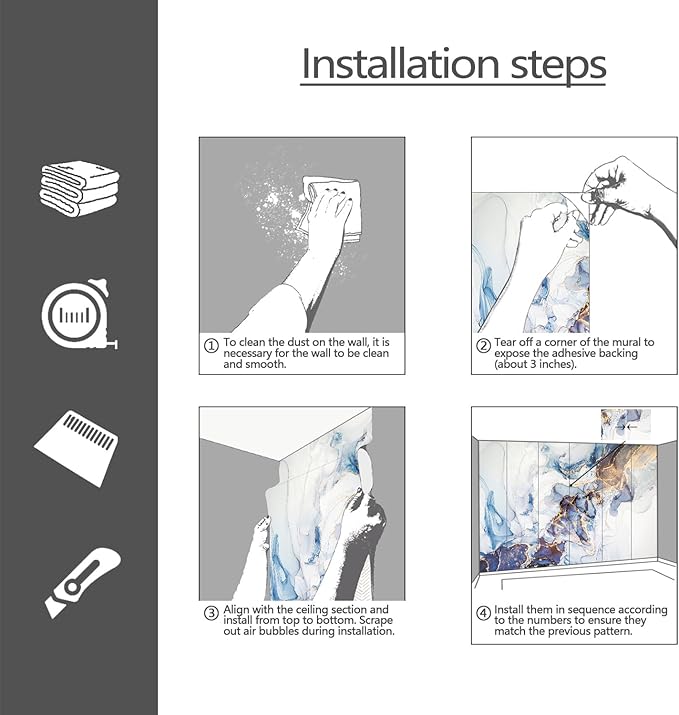 YQWDMX - Gray and Gold Marble Peel and Stick Wallpaper Abstract Mural for Bedroom ZY05 L