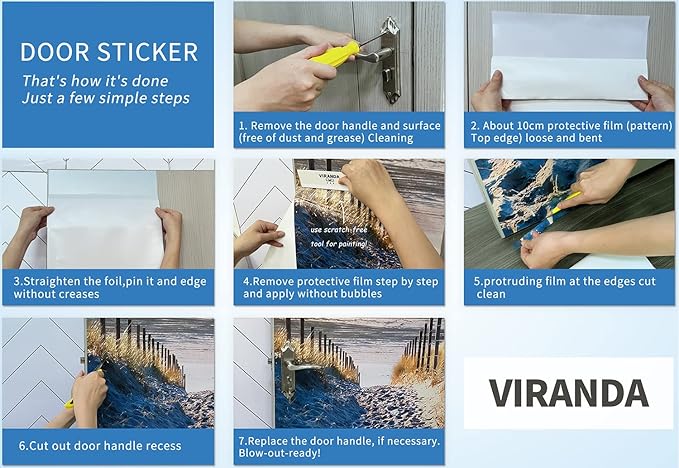 3D Peel and Stick Murals - Wooden Door Wallpaper Self-Adhesive Removable PVC Waterproof Poster for Bedroom Living Room 37.4 x 82.7 inch