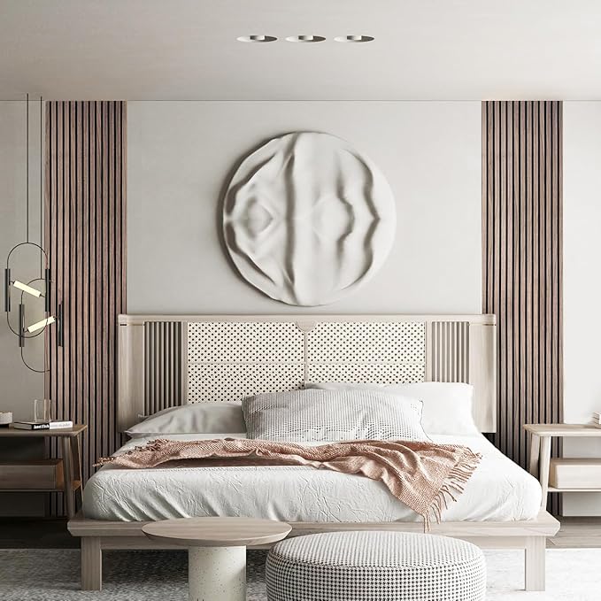 YLL YLL Wood Wall Panels Acoustic Wall Panels for Interior Wall Decoration Two 94.68" x 12.79" Wood Slat Paneling 3D soundproof Wall Panels Natural Walnut