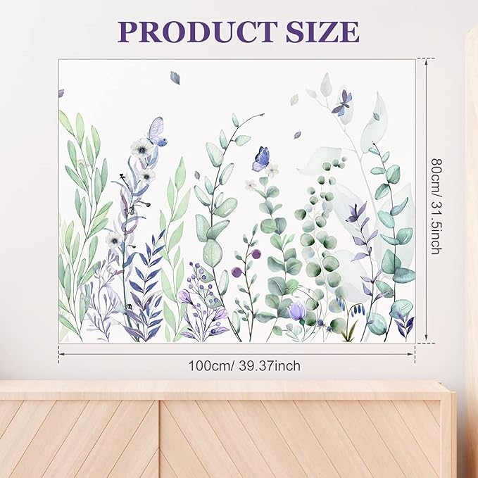 Zonon 6 Pcs Flowers Wall Decals Stickers Vinyl Removable Peel and Stick Colorful Dragonflies Floral Wall Murals Decor for Bedroom Living Room Nursery(Fresh)