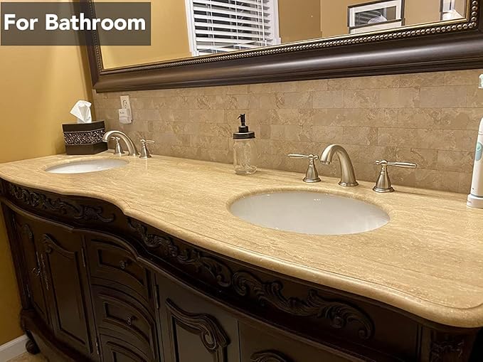 20-Pack Peel and Stick Tile Backsplash 12"X12" PVC Wall Tiles, Stick on Backsplash for Kitchen, Bathroom Tile, Fireplace Décor, Laundry Table, Stair Decals in Beige Ecru