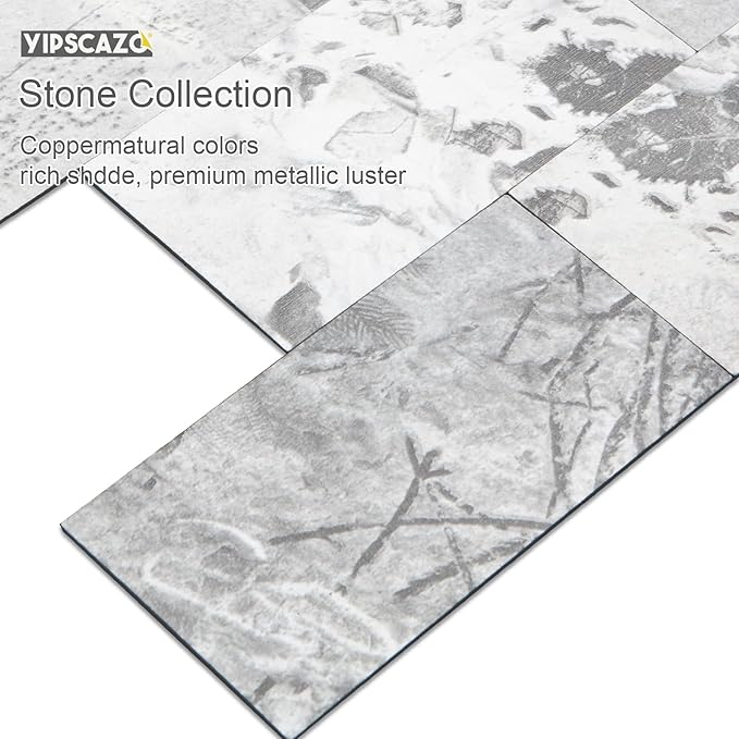 Yipscazo Peel and Stick backsplash 3 x 6 Inches 3D PVC Composite Wall Tile Stick on Backsplash Tile for Kitchen Bathroom, Laundry Room, Fireplace(Gray Granite, 100 Pieces)