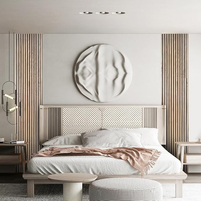 YLL YLL Wood Wall Panels Acoustic Wall Panels for Interior Wall Decoration Two 94.68" x 12.79" Wood Slat Paneling 3D soundproof Wall Panels Natural Oak