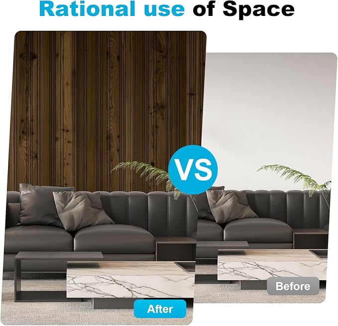 Art3d 4-Pack Glue-On Wall Panels, Wood Grain Texture Interior Wall Decor, 104"x12" Recycled Polystyrene Wainscoting Panels, Low Emission for Living Room Bedroom,Natural Walnut