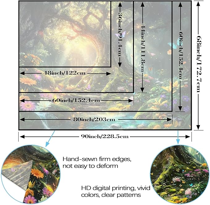 Zussun Fantasy Forest Tapestry Green Tree of Life Fairy Wall Tapestry for Bedroom Aesthetic Nature Floral Butterfly Large Tapestries Wall Hanging for Dorm Living Room Decor 80 x 60 Inch