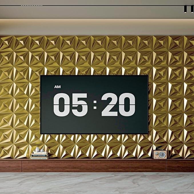 AMZDEPOT 3D Wall Panels for Interior Wall Decor, 3 Layout Options PVC Textured Wall Art Decor for Living Room Bedroom TV Background Gaming Room, 12''x12'', 20 Pcs Gold