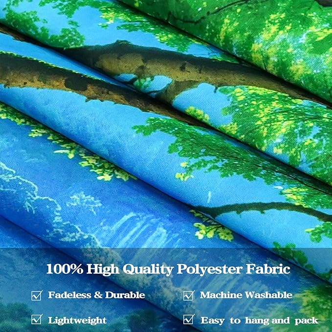 Zussun Nature Forest Mountain Tapestry Big Green Tree Tapestry for Bedroom Aesthetic Mountain Waterfall Landscape Large Tapestries Wall Hanging for Dorm Living Room Decor 80 x 60 Inch