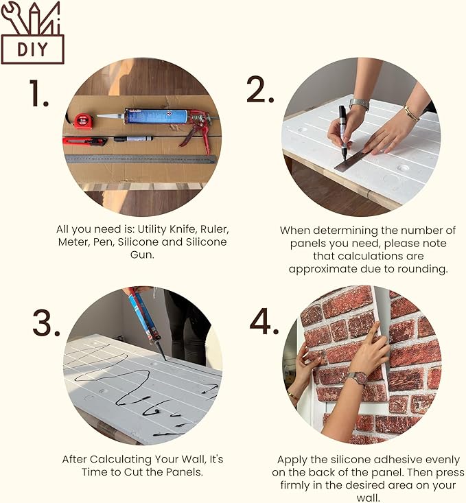 3D Faux Brick Wall Panels (9-Pack) - Easy DIY Install with Adhesive - Lightweight Styrofoam Stone Cladding for Interior & Exterior Limestone - 40"x20"