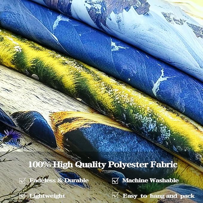 Zussun Nature Mountain Tapestry Daisy Flower Yellow Meadow Tapestry for Bedroom Aesthetic Sunlit Valley Snowy Stream Landscape Large Tapestries Wall Hanging for Dorm Living Room Decor 80 x 60 Inch