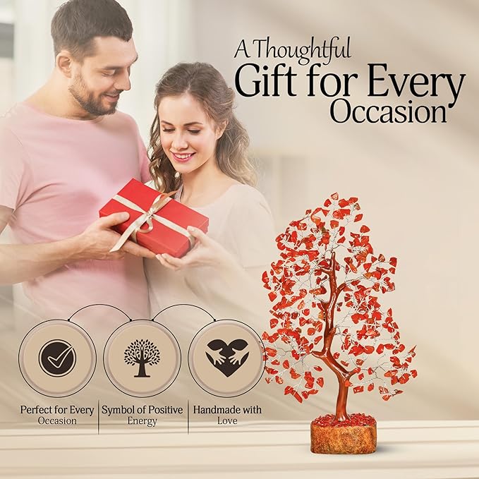 YATSKIA Red Jasper Crystal Tree of Life - Crystals and Stones - Home Office Decor - Desk Accessories - Bonsai Tree - Gemstones and Crystals