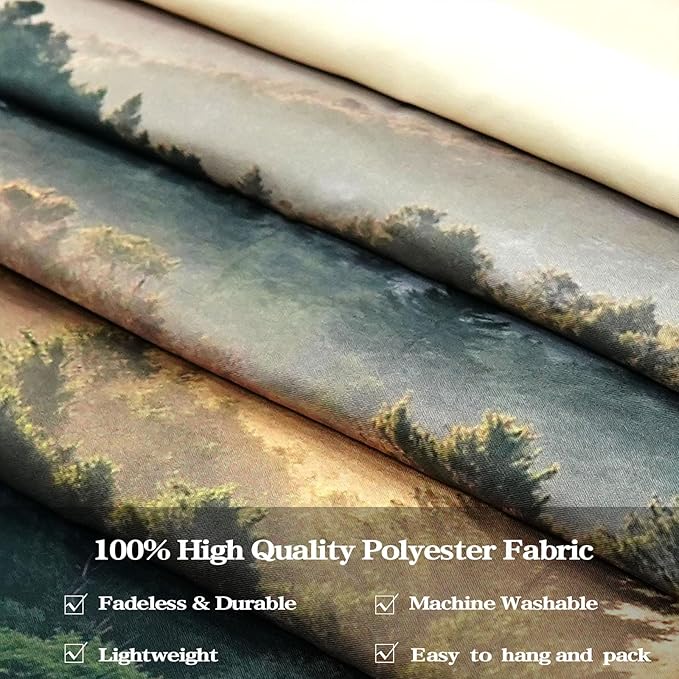 Zussun Nature Mountain Forest Tapestry Dawn Misty Green Tree Jungle Wall Tapestry for Bedroom Aesthetic Lush Sunshine Landscape Small Tapestries Wall Hanging for Dorm Living Room Decor 48 x 36 Inch