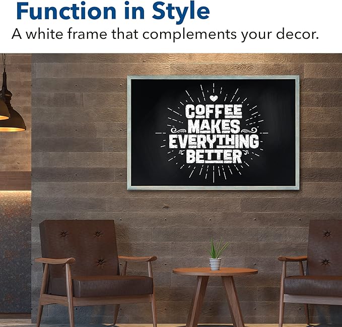 24 x 36 Magnetic Chalkboard Blackboard - Large Hanging Framed Wall Chalk Board w/Wooden Frame - Rustic 2x3 Wall Black Board to Use at Home and Office - Includes Magnets (Dusty Blue)…