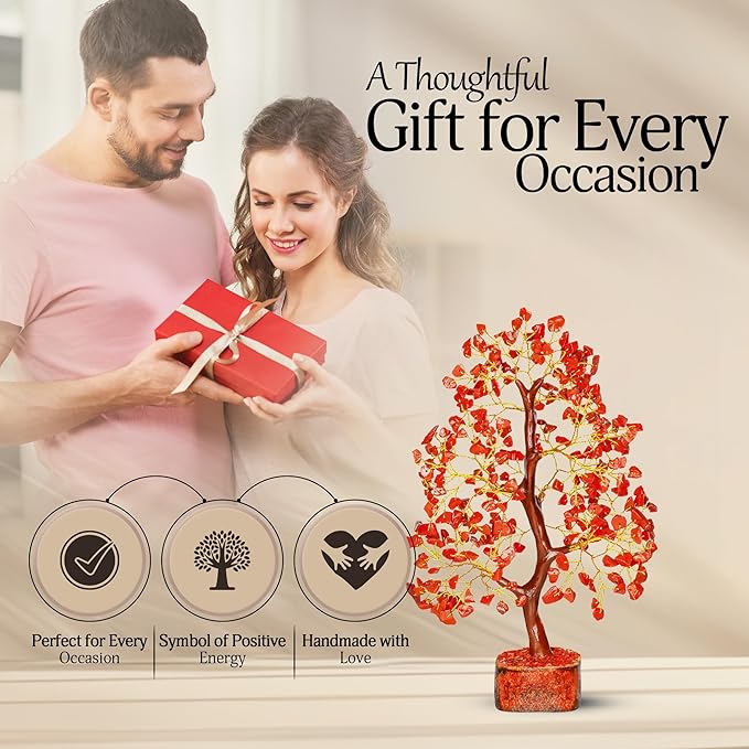 YATSKIA Red Jasper Crystals - Crystal Tree of Life - Gemstone Tree - Spiritual Items - Meditation Room Decor - Spiritual Decor - Reiki Gifts - Good Luck Charms - Metaphysical Gifts