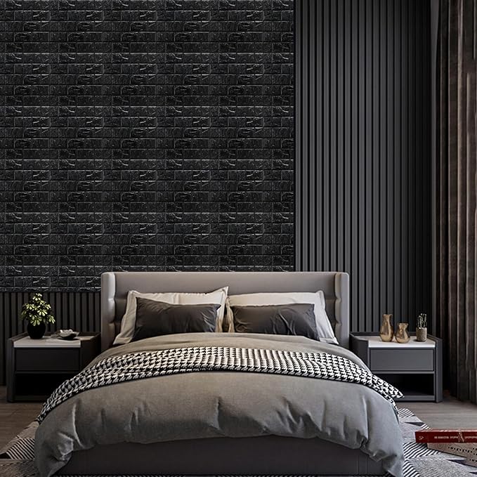 33 Pcs 3D Wall Panels Peel and Stick, 7mm Thickened 3D Wall Panel Foam Brick 11.8 * 11.8 in 3D Imitation Brick Wallpaper Stone Wall Panel Foam Brick Self-Adhesive Wallpaper
