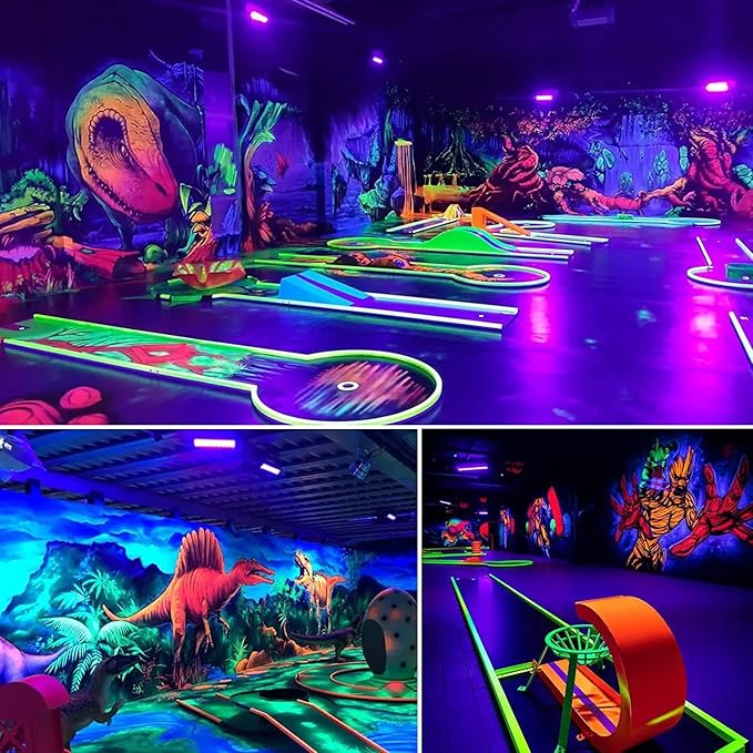 YANYCN 3 Pack 150W LED Black Lights, Blacklight Flood Light Outdoor with Plug and Switch, IP66 Waterproof for Dance Party, Glow in The Dark, Halloween Lights, Body Paint, Fluorescent Poster