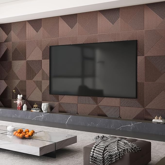 WOWSTAR 12-Pack 3D Wall Panels 19.7" x 19.7", Antique Copper Slat Wall Panels for Interior Wall Decor, Luxury Wall Covering for Living Room & Bedroom