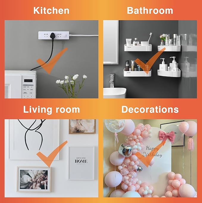 12-Pairs(24 Strips) Large Picture Hanging Strips, Removable Hook and Loop Strips Picture Hanger, Waterproof Damage Free Adhesive Strips for Frame Hanging, Heavy Duty