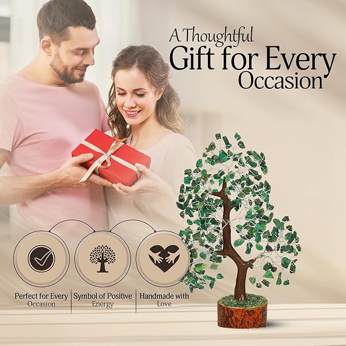 YATSKIA Green Aventurine - Money Trees, Chakra Crystalsm Crystal Trees as Home Decor, Healing Crystals, Tree for Home, Crystal Gifts for Women, Healing Crystals and Gemstones, Tree of Life Necklace