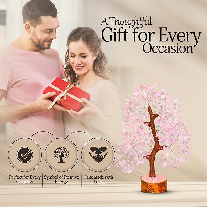 YATSKIA Rose Quartz Crystal Tree - Bonsai Tree of Life - Pink Room Decor - Desk Decorations for Women Office - Gemstones and Crystals - Stones and Crystals