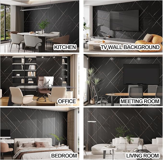 8-Pack WPC Slat Wall Panels, 96 x 6.6 in Decorative Acoustic Slats 3D Wall Panels, Water-Proof and Easy Installation, Granite