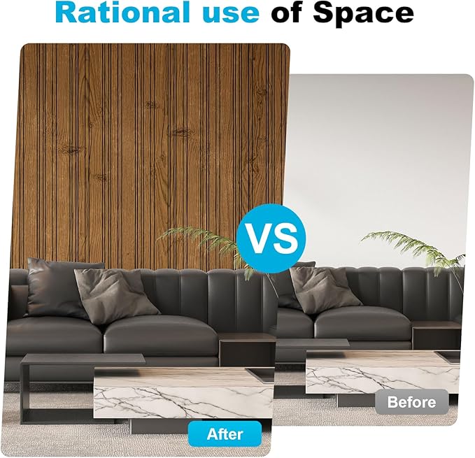 Art3d 4-Pack Glue-On Wall Panels, Wood Grain Texture Interior Wall Decor, 104"x12" Recycled Polystyrene Wainscoting Panels, Low Emission for Living Room Bedroom,Natural Teak