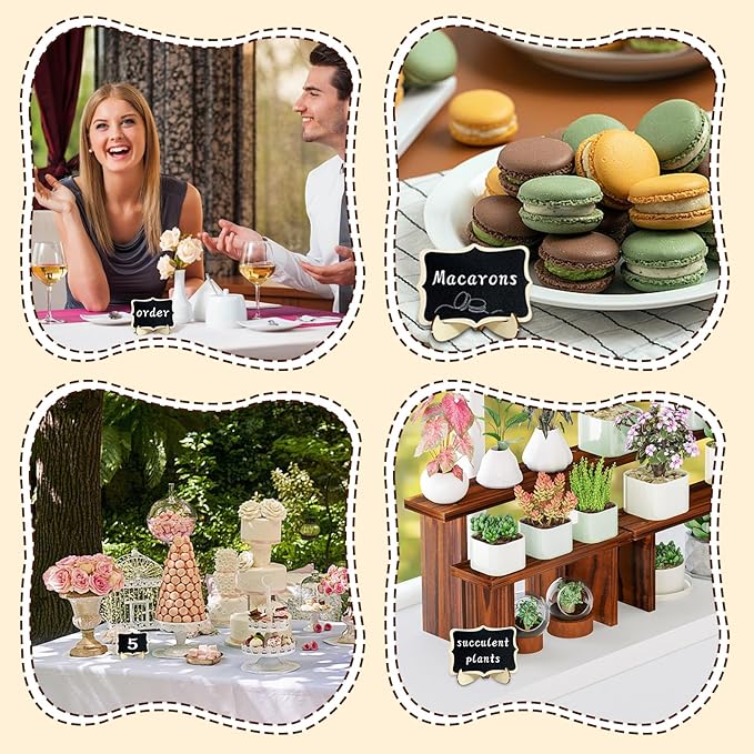 18 Pack Mini Chalkboards Signs with Easel Stand Mini Wooden Chalkboard Signs with 2 Chalk Markers Small Rectangle Chalkboards Blackboard for Food Labels Wedding Signs Place Cards Event Decorations