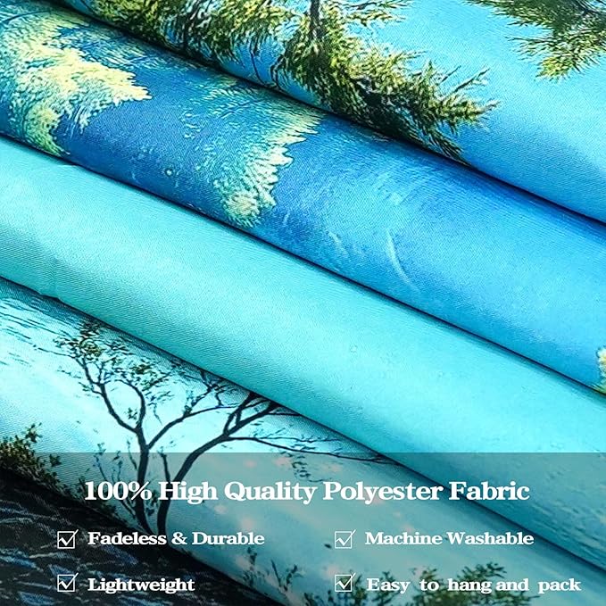Zussun Nature Forest Mountain Tapestry Green Teal Lake Path Tapestry for Bedroom Aesthetic Lush Sunshine Landscape Small Tapestries Wall Hanging for Dorm Living Room Decor 48 x 36 Inch