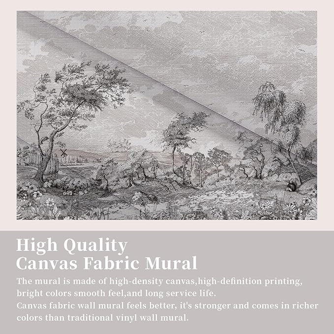 Zeeko Vintage Forest Nature Wall Mural Peel and Stick (148" W x 110" H) Gray Trees Woodland Mural Wallpaper Self-Adhesive Wallpaper for Bedroom Living Room Canvas Wall Paintings