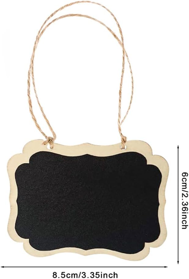 16pcs Mini Wooden Chalkboard Tags with String Black Reusable Small Hanging Chalk Board Sign Mini Erasable Chalkboard Labels for Food Labels Wedding Parties Price Message Tags