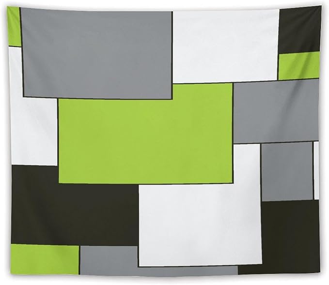 ZhiRain Modern Tapestry Wall Hanging Green And Gray Black Tapestries Home Decor for Living Room Bedroom Farmhouse Apartment Dorm 50"x60"