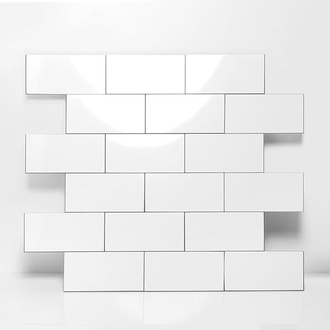 20-Pack Peel and Stick Tile Backsplash 11.8"X11.8" PVC Wall Tiles, Stick on Backsplash for Kitchen, Bathroom Tile, Fireplace, Laundry Table in Polished Marble White