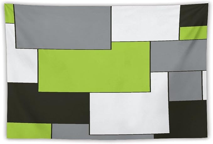 ZhiRain Modern Tapestry Wall Hanging Green And Gray Black Tapestries Home Decor for Living Room Bedroom Farmhouse Apartment Dorm 60"x90"