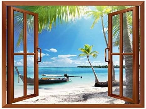 wall26 Boat on The Oceanside Removable Wall Sticker Wall Mural - 24"x32"