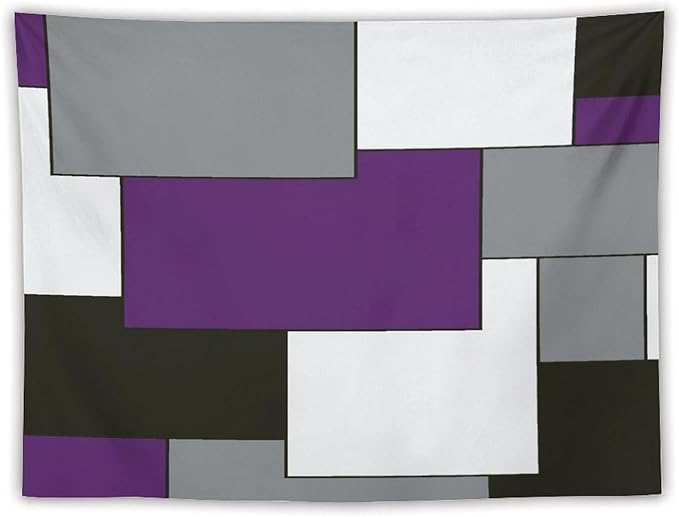 ZhiRain Modern Tapestry Wall Hanging Purple And Gray Black Tapestries Home Decor for Living Room Bedroom Farmhouse Apartment Dorm 60"x80"