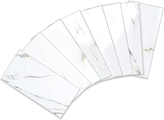 Yipscazo Peel and Stick backsplash 3 x 6 Inches 3D PVC Composite Wall Tile Stick on Backsplash Tile for Kitchen Bathroom, Laundry Room, Fireplace(Polished Carat Gold, 100 Pieces)